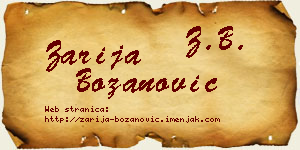 Zarija Božanović vizit kartica